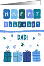 Happy Birthday Dad Blue Patterned Gifts card