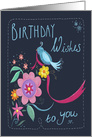 Birthday Wishes to You Bird & Flowers card