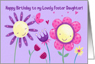 Foster Daughter Cute Flowers & Butterfly Birthday card