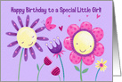 Special Little Girl Cute Flowers & Butterfly Birthday card