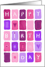 Pink Happy Birthday Painted Colour Blocks card
