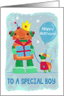 Special Boy Robot and Dog Birthday card