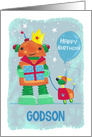 Godson Robot and Dog Birthday card