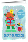 Great Grandson Robot and Dog Birthday card