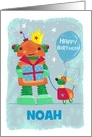 Name Personalise Happy Birthday Robot and Dog card