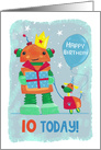 Age 10 Today Kids Robot and Dog Birthday card