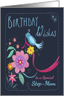 Step Mom Birthday Wishes Bird & Flowers card