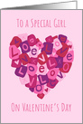 Special Girl Valentine Love Letter Heart card