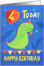 4 Today Happy Birthday Green Dinosaur with Balloon card