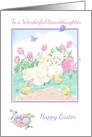 Granddaughter Easter Lambs with Spring Tulips and Chicks card