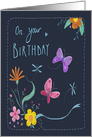 Birthday Modern Butterflies and Florals card