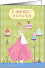 Sister Birthday Wishes Lady Cake Stands card