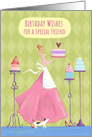 Friend Birthday Wishes Lady Cake stands card