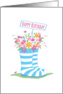 Happy Birthday Floral Wellington Boots card