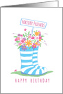 Forever Friends Birthday Floral Wellington Boots card