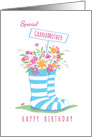 Special Grandmother Birthday Floral Wellington Boots card