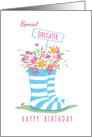 Special Daughter Birthday Floral Wellington Boots card