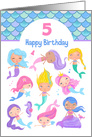 Age 5 Cute Mermaids Birthday card