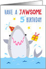 Age 5 Jolly Shark Pun Birthday card