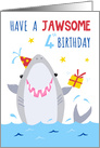 Age 4 Jolly Shark Pun Birthday card