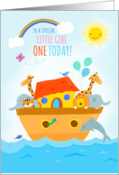 For Little Girl 1st Birthday Cute Animal Ark card