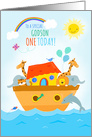 For Godson 1st Birthday Cute Animal Ark card