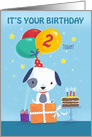 2 Today Birthday Cute Dog with Balloons card