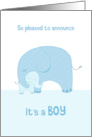 Baby Boy Announcement Cute Blue Elephants card