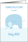Congratulations New Baby Boy Blue Elephants card