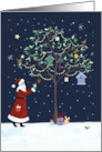 Christmas Santa Tree with Birds card
