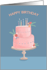 Happy Birthday Feminine Pink Decorated Cake card