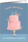 For Daughter Happy Birthday Feminine Pink Decorated Cake card