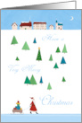 Christmas Trees with Santa Townscape card