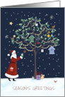 Season’s Greetings Santa Claus Tree with Birds card