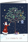 Wonderful Son Santa Claus Tree with Birds card