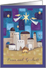 Angels over Bethlehem Nativity Scene Peace and Goodwill card