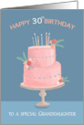 30th Birthday Granddaughter Feminine Pink Decorated Cake card