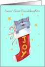 Great Granddaughter Holiday Cute Kitten Joy Stocking card