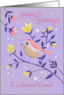 Special Friend Birthday Lilac Bird Floral card