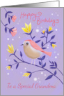 Special Grandma Birthday Lilac Bird Floral card