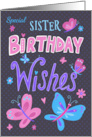 Sister Birthday Wishes Text Butterflies card