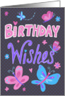 Birthday Wishes Text Butterflies card