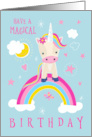 Girl Magical Birthday Cute Rainbow Unicorn card