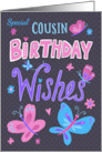 Cousin Birthday Wishes Text Butterflies card
