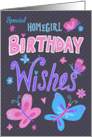 Homegirl Birthday Wishes Text Butterflies card