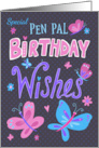 Pen Pal Birthday Wishes Text Butterflies card