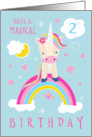 2nd Birthday Magical Cute Unicorn Rainbow card