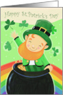 Happy St Patrick’s Day Leprechaun Pot of Gold Rainbow card