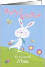 Special Niece Happy Easter White Bunny and Butterflies card