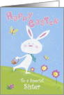Special Sister Happy Easter White Bunny and Butterflies card